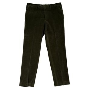 PT Torino Mens 34x30 Slim Fit Corduroy Pants Olive Green Stretch Trousers Adult